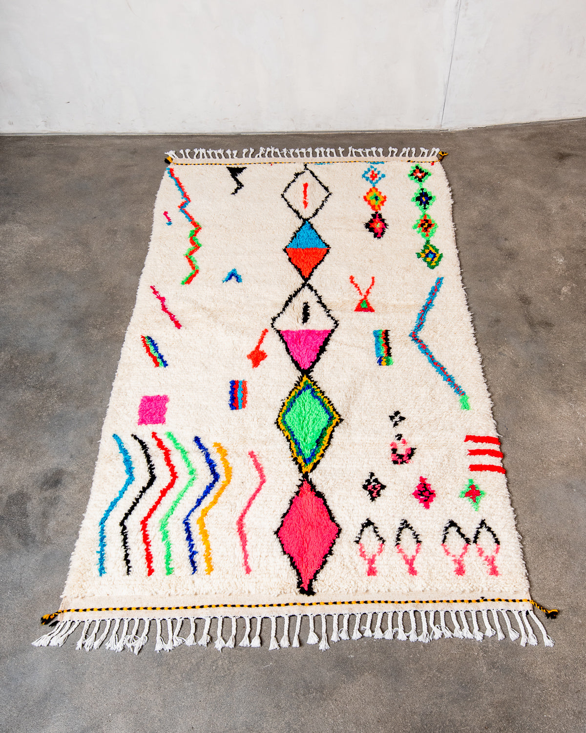 Modern designer handcrafted Berber rug from morocco Azilal with beautiful colors and patterns.